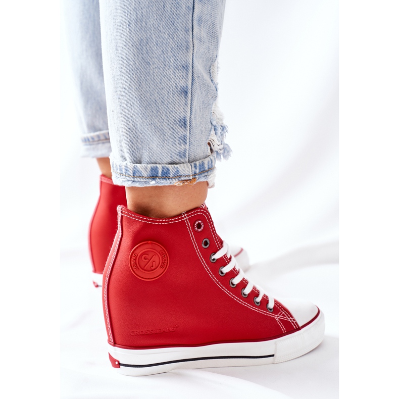 Läder Sneakers On Wedge Cross Jeans II2R4026 Röd 2