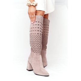 Openwork stövlar Lewski Shoes 2847 / B Beżowe beige 2