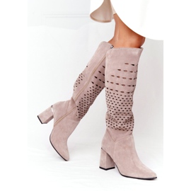 Openwork stövlar Lewski Shoes 2847 / B Beżowe beige 6