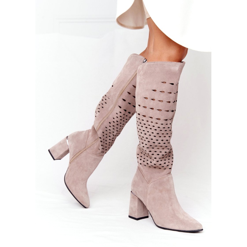Openwork stövlar Lewski Shoes 2847 / B Beżowe beige 6