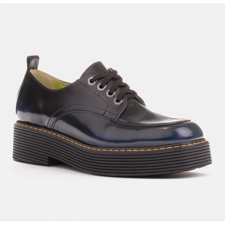 Marco Shoes Chiara loafers i borstad läder svart blå 1