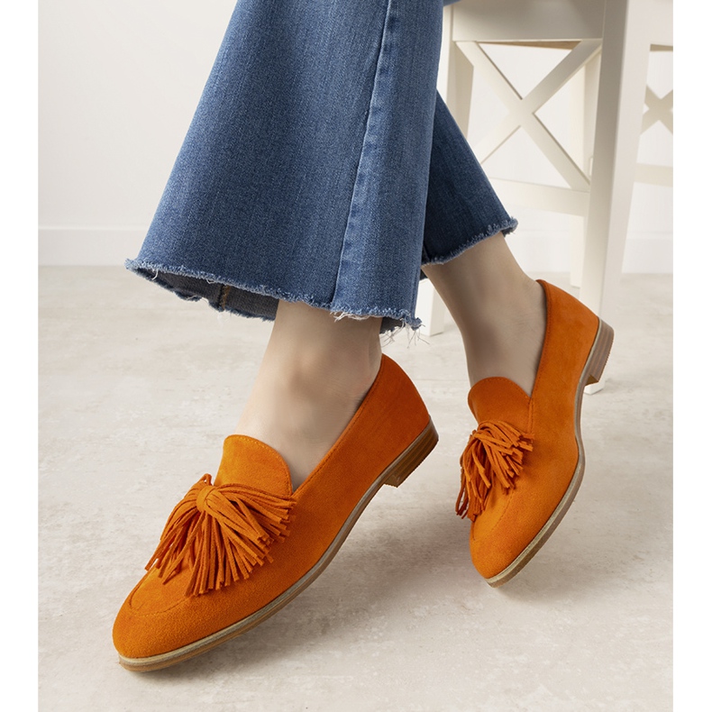 Orange loafers med Sabren rosett 1