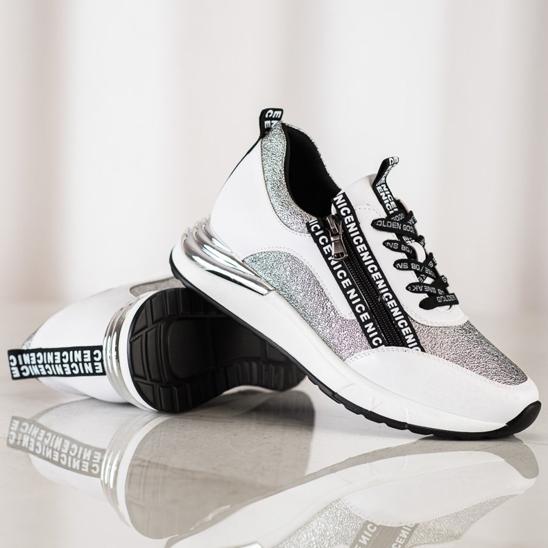 VINCEZA sneakers med dragkedja vit grå 1