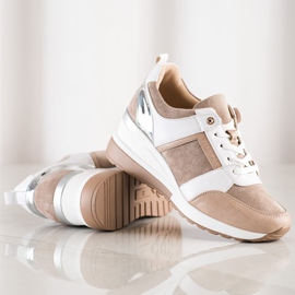 VINCEZA casual sneakers beige vit brun 1