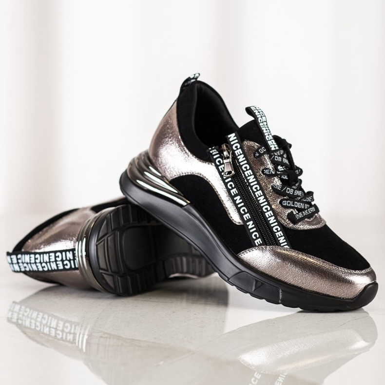 VINCEZA sneakers med dragkedja svart gyllene 1