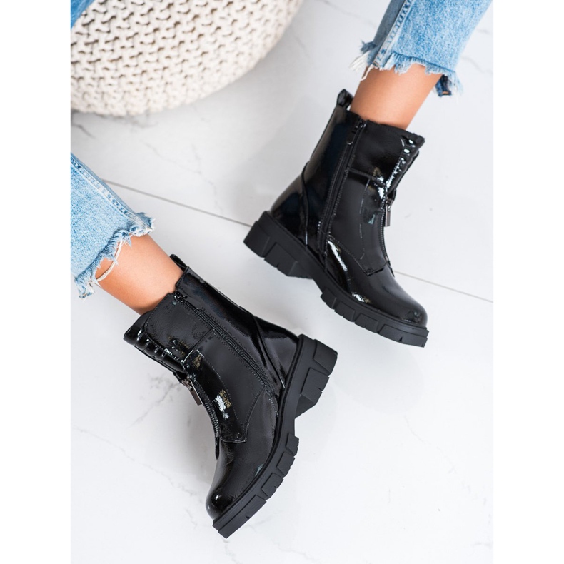 Lackade S. Barski dragkedjepåsar svart 2