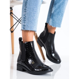 Goodin Lackerade Jodhpur -stövlar Ormtryck svart 2