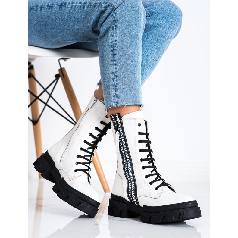 SHELOVET Stövlar med Eco Leather Love vit 1