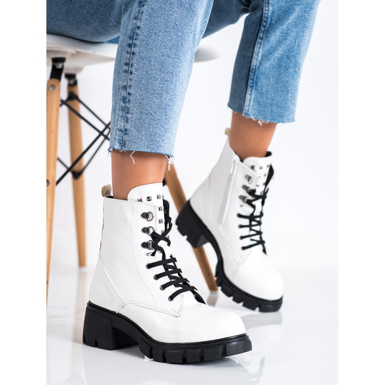 SHELOVET Trendiga arbetare med dubbar vit 2