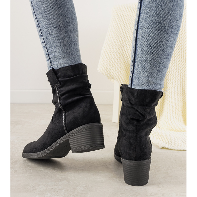 Svarta quiltade stövlar för kvinnor Cognac 1