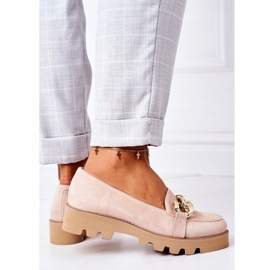 Mocka loafers Lewski Shoes 3040 Cappuccino beige gyllene 4