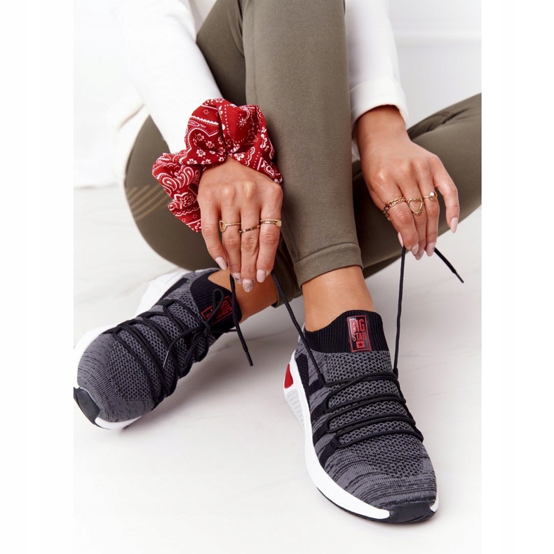 Kvinnors sportskor minnesskum Big Star HH274532 Dark Grey grå 3