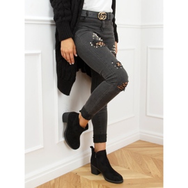 Svarta högklackade stövlar 9B1003 Svart 2