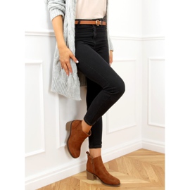 Bruna stövlar med bred klack 9B1003 Khaki 2