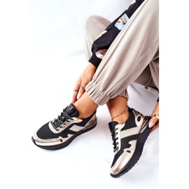 Vinceza Kvinnors sportskor Sneakers svart och guld Manitoba gyllene 1