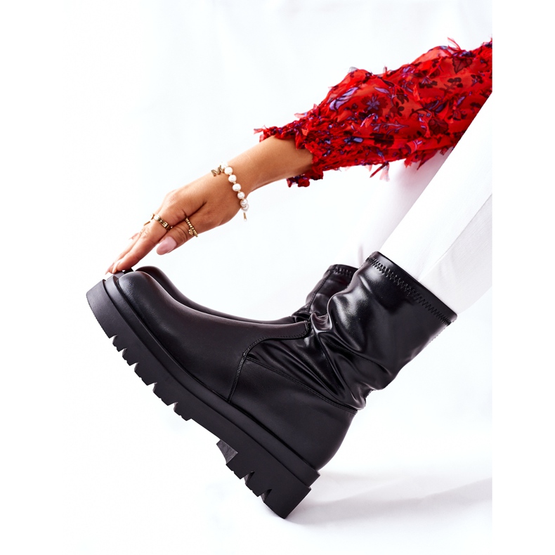 S.Barski Black Doubler stövlar för kvinnor med elastiskt skaft svart 1