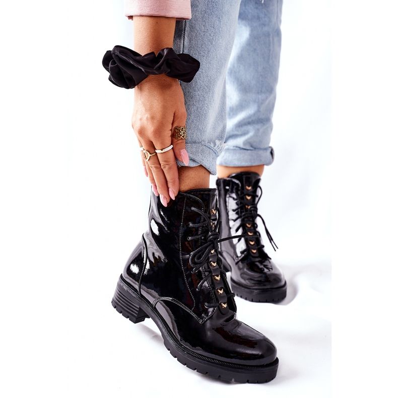 S.Barski Kvinnors stövlar lackerade svart Maniana 2