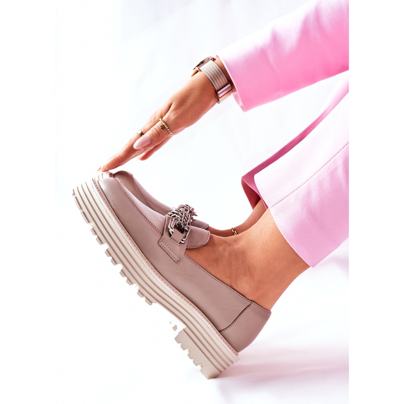 Dam Brogues Loafers Läder Mörk Beige Laura Messi 2383 1