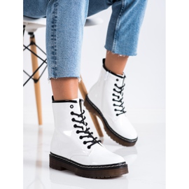 SHELOVET Vita arbetarkängor med päls 2