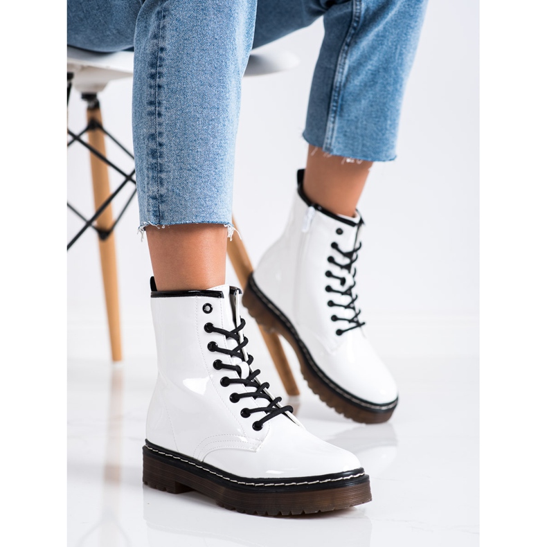 SHELOVET Vita arbetarkängor med päls 2