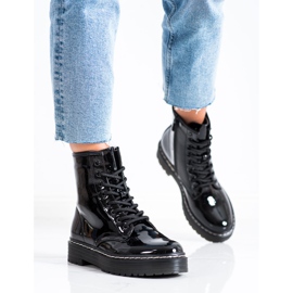 SHELOVET Svarta arbetarkängor med päls 2