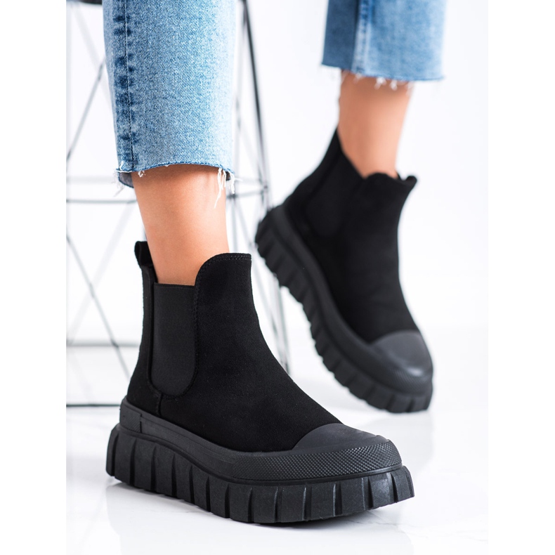 SHELOVET Trendiga Chelsea stövlar på plattformen svart 2