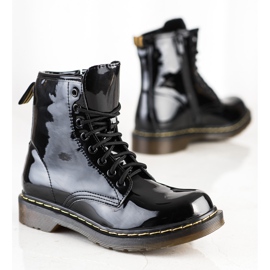 Queentina Trendiga lackerade vandringsskor svart 1