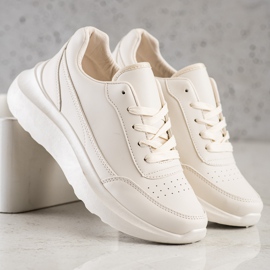 Ideal Shoes Bekväma Eco Leather Sneakers beige 1