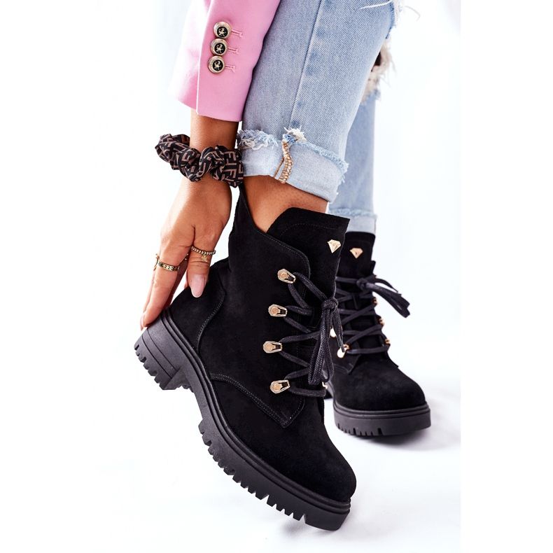 Svarta stövlar för mocka för kvinnor Nicole 2674 2