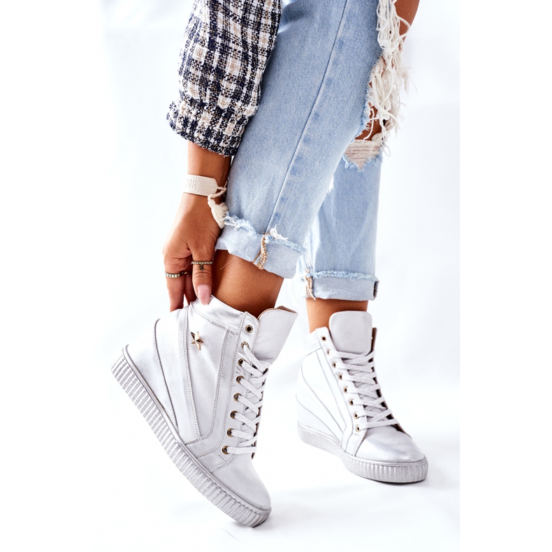 Lewski Shoes Kvinnors sportläderskor Lewski Silver 3079 silver- 2