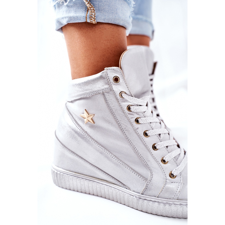 Lewski Shoes Kvinnors sportläderskor Lewski Silver 3079 silver- 1