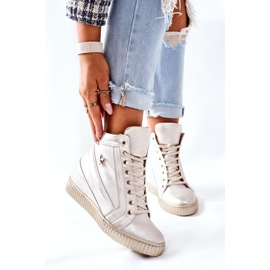 Lewski Shoes Kvinnors sportläderskor Lewski Golden 3079 gyllene 2