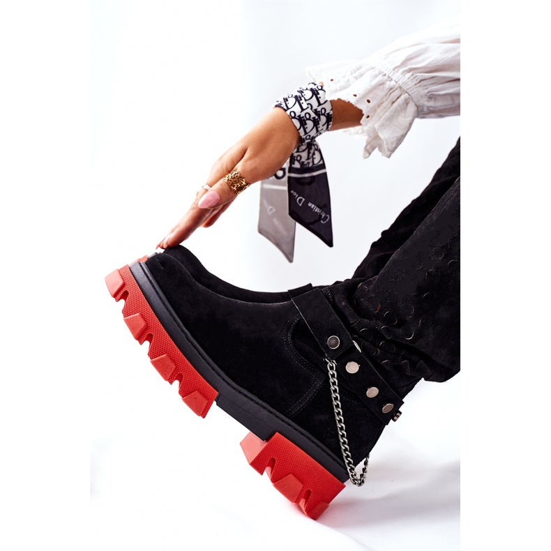 Lewski Shoes Läderstövlar för kvinnor Lewski svart mocka 2866 1