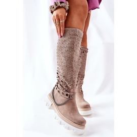 Lewski Shoes Läderstövlar för kvinnor Lewski Cappuccino mocka 2866 brun 2