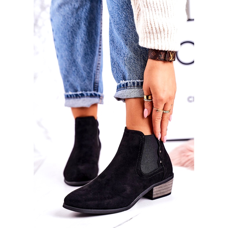 J. Star Kvinnors klassiska Chelsea stövlar mocka svart Walker stövlar 3