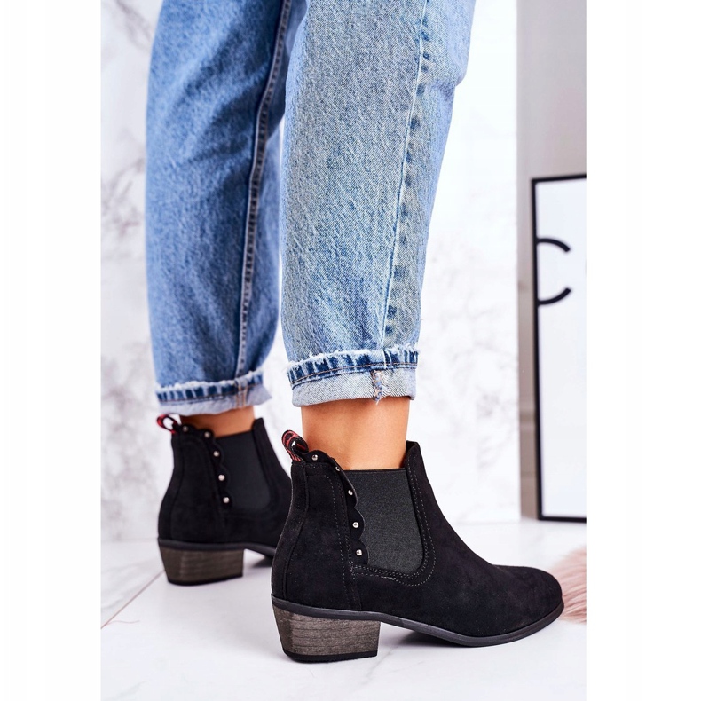 J. Star Kvinnors klassiska Chelsea stövlar mocka svart Walker stövlar 4