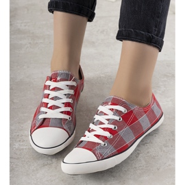 Red Checked Offices Sneakers röd grå 1