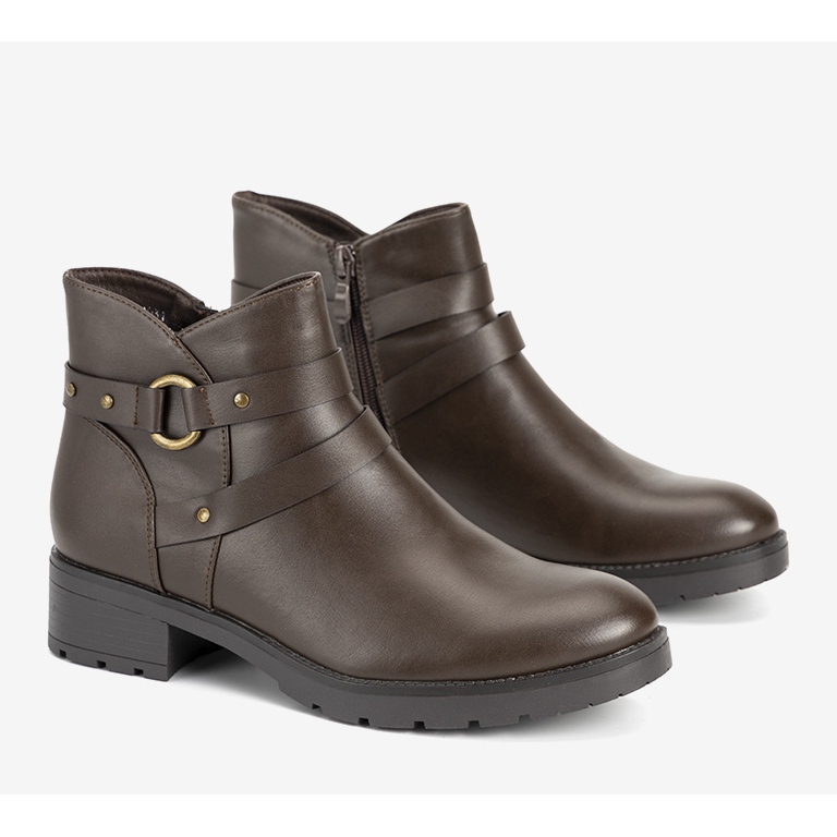 Bruna släta platta stövletter med ränder från Danisa 1