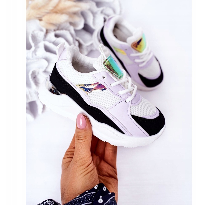 Barnsportskor Sneakers Svart-Violett Speltid vit 2
