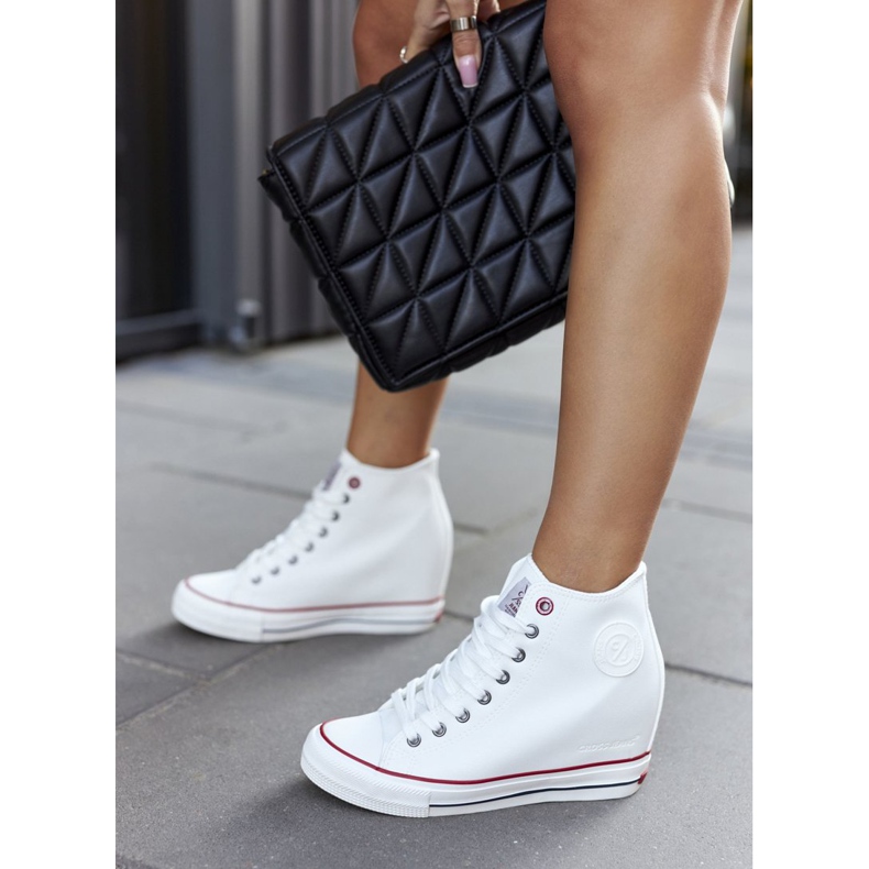 Läder Sneakers On Wedge Cross Jeans II2R4024 Vit 2