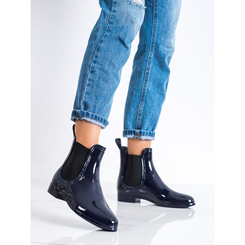 SHELOVET Glänsande Short Wellies marinblå 1