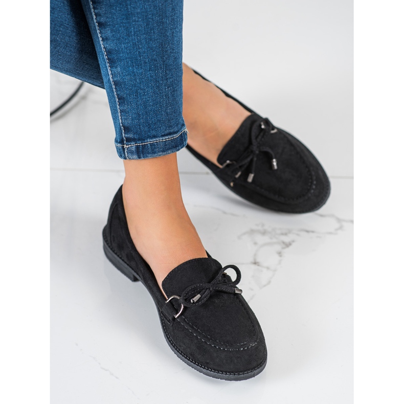 SHELOVET Mocka Loafers Med En Rosett svart 2
