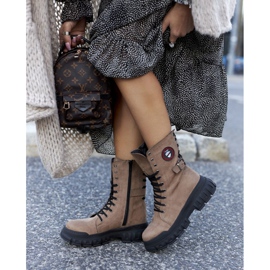 NAVY DOT Damskor Stövlar Trappers Workers Brown Monope brun 2