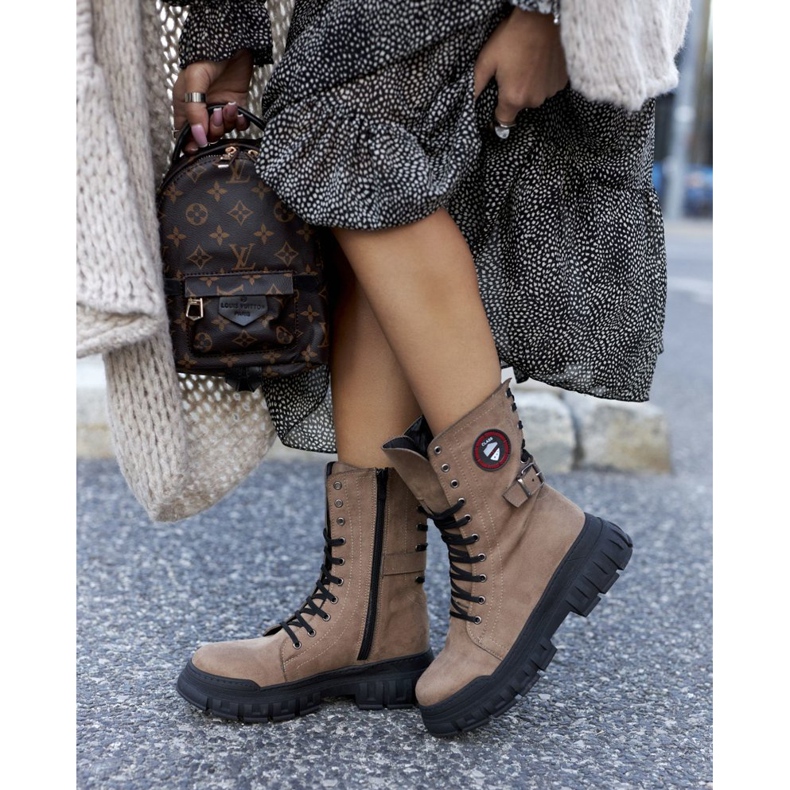 NAVY DOT Damskor Stövlar Trappers Workers Brown Monope brun 2