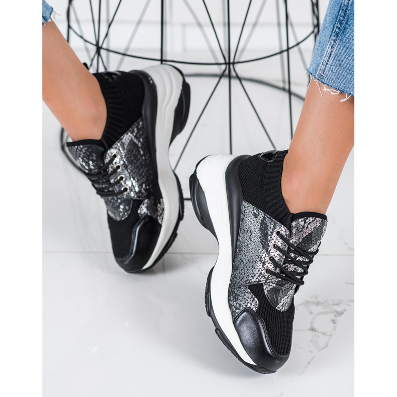 SHELOVET Snake Print Slip-On Sneakers svart 1