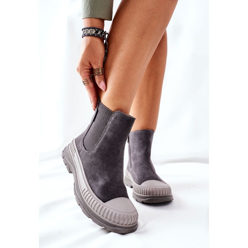 Damstövlar Chelsea -stövlar Lädermocka Big Star II274353 Grå 1