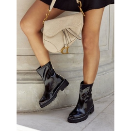 S.Barski Kvinnors varma svartlackerade stövlar Merellien 1