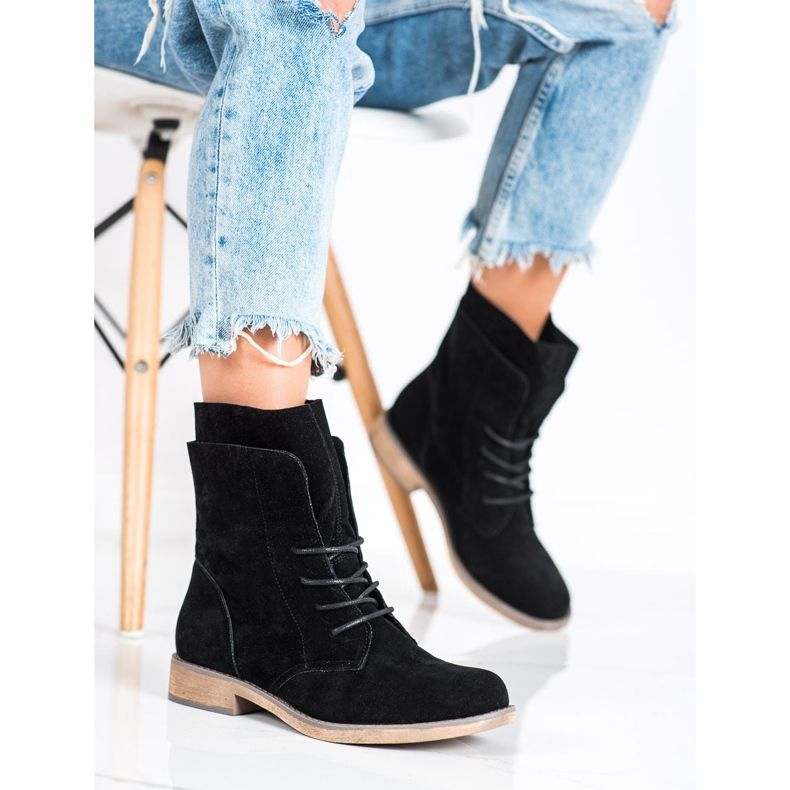 Seastar Höga stövlar i mocka svart 2