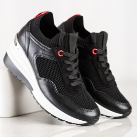 SHELOVET Slip-on sneakers med mesh svart 2