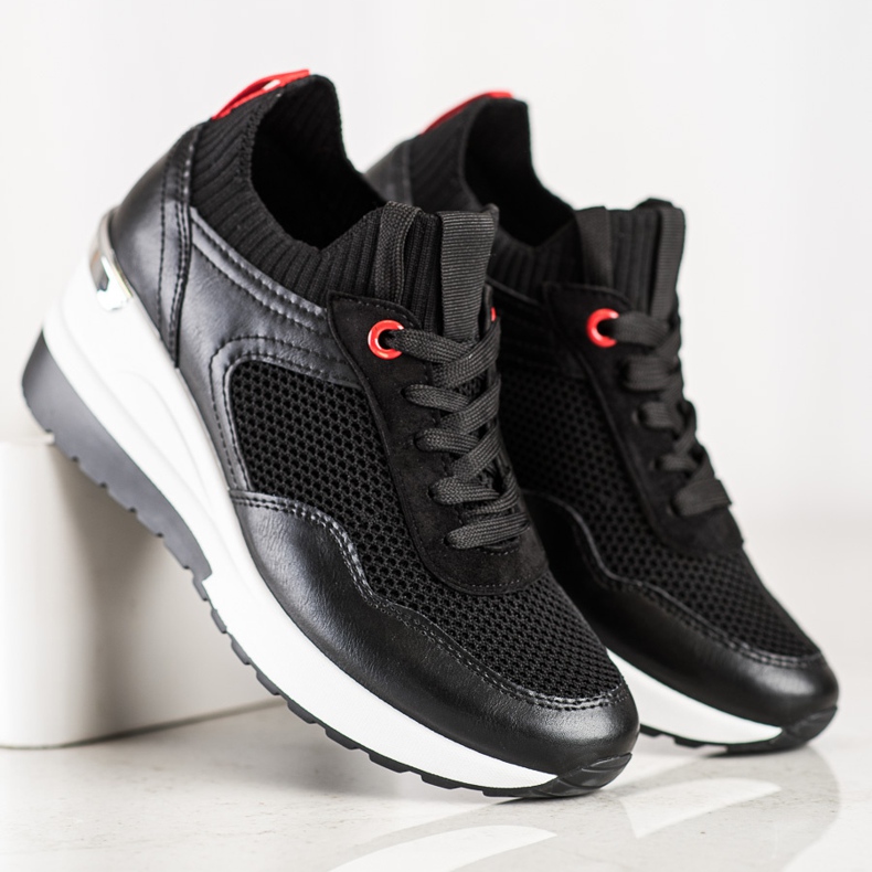 SHELOVET Slip-on sneakers med mesh svart 2